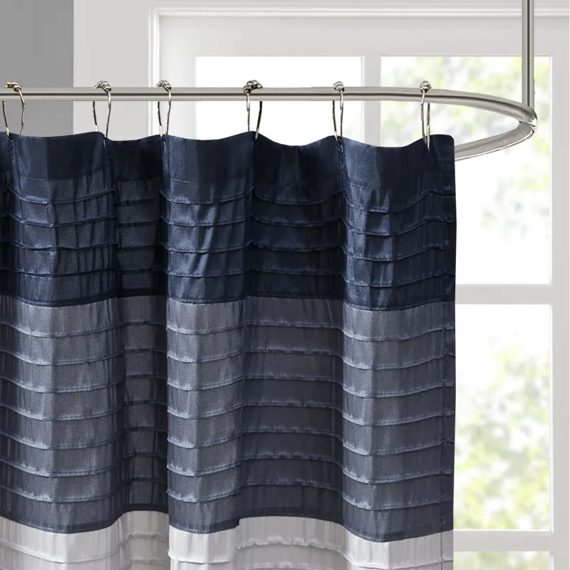 Amherst Faux Silk Shower Curtain - Navy