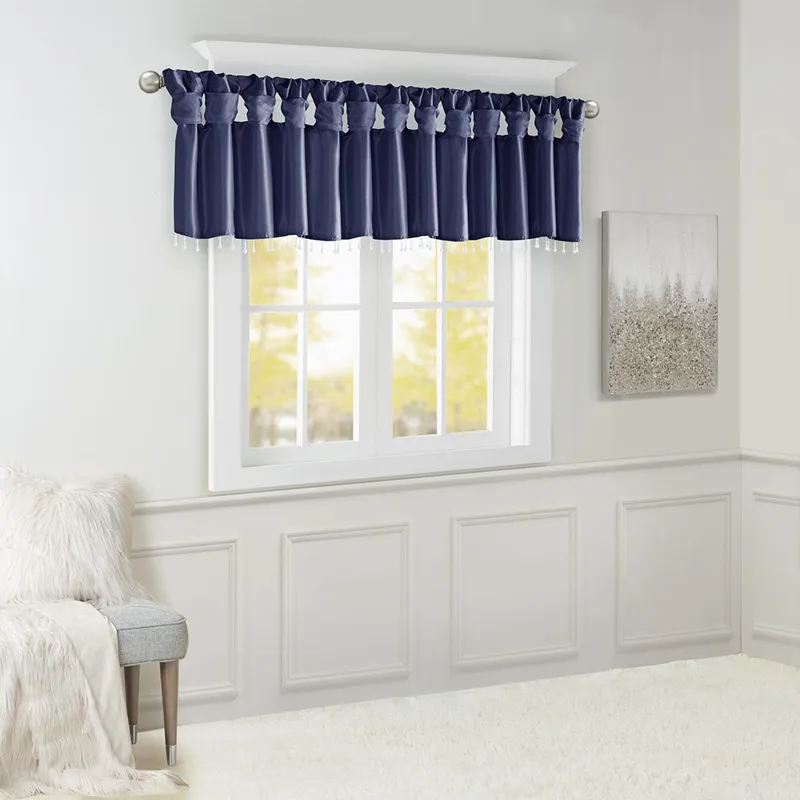 Madison Park Emilia Lightweight Faux Silk Valance With Beads