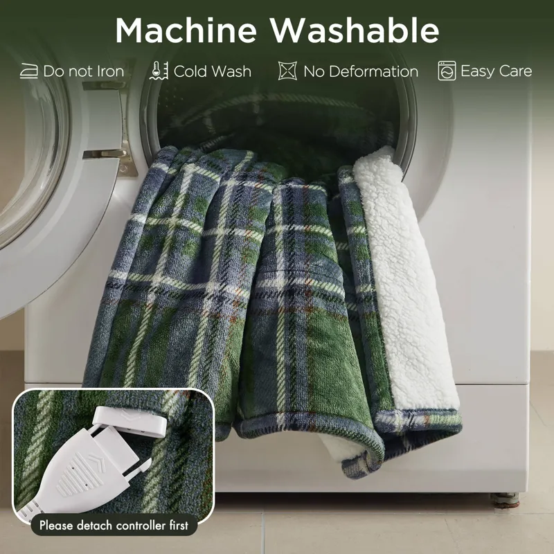 Woolrich Print Plush to Sherpa Heated Throw