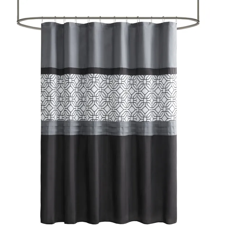 510 Design Donnell Embroidered and Pieced Shower Curtain