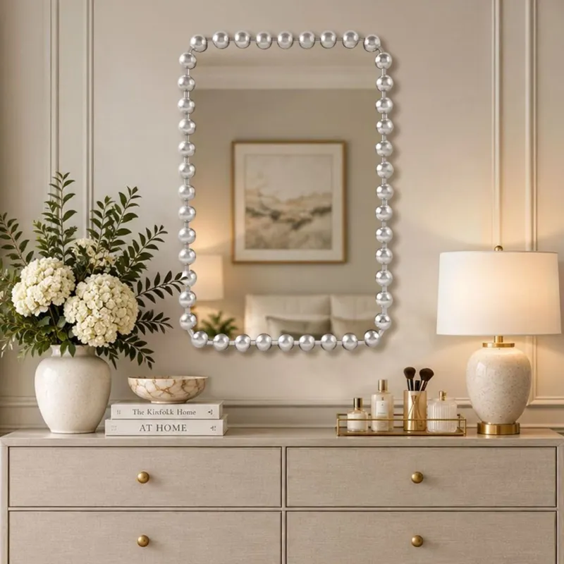 Madison Park Signature Marlowe 24X36 Rounded Rectangle Beaded Wall Mirror
