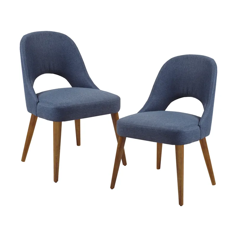 Nola Upholstered Dining Side Chairs with Cutout Back design (Set of 2) - Navy
