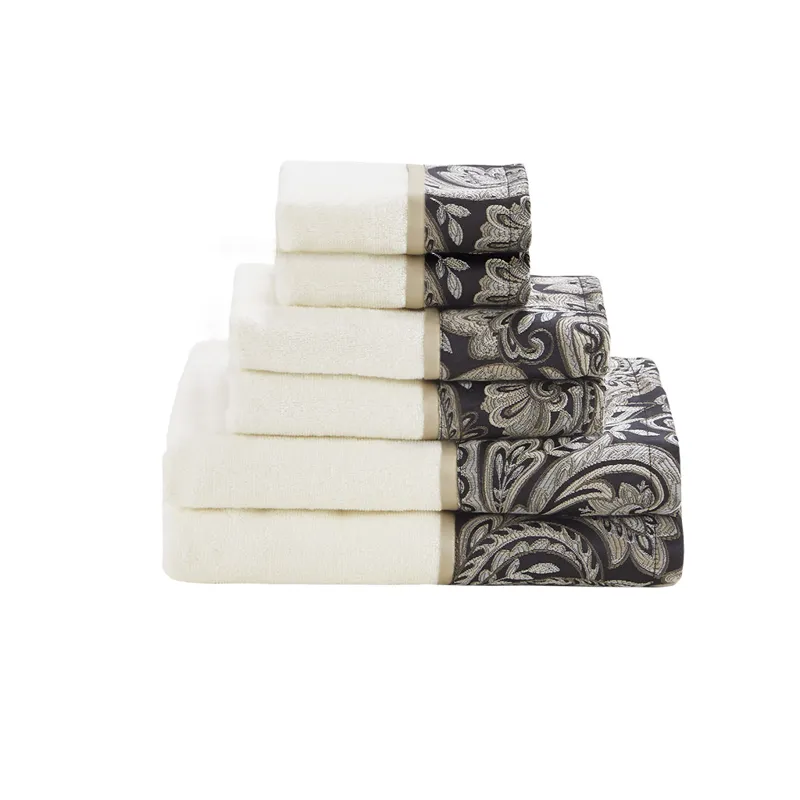 Aubrey 6 Piece Jacquard Towel Set - Black