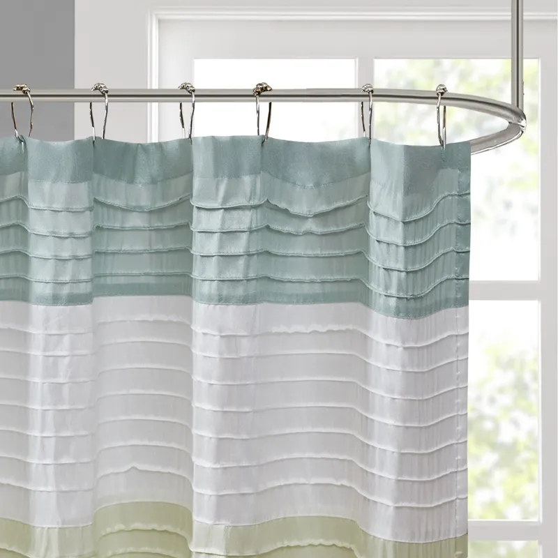 Amherst Faux Silk Shower Curtain - Green
