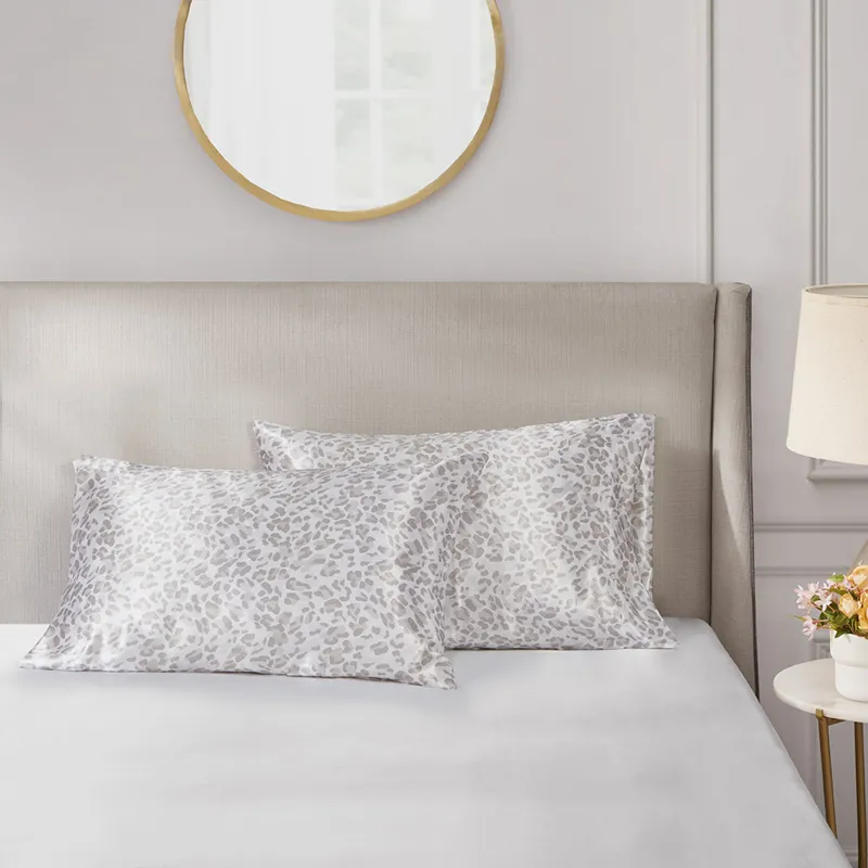 Printed Satin Luxury 2 PC Pillowcases - Taupe Leopard
