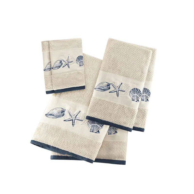 Bayside Embroidered Cotton Jacquard 6 Piece Towel Set - Blue