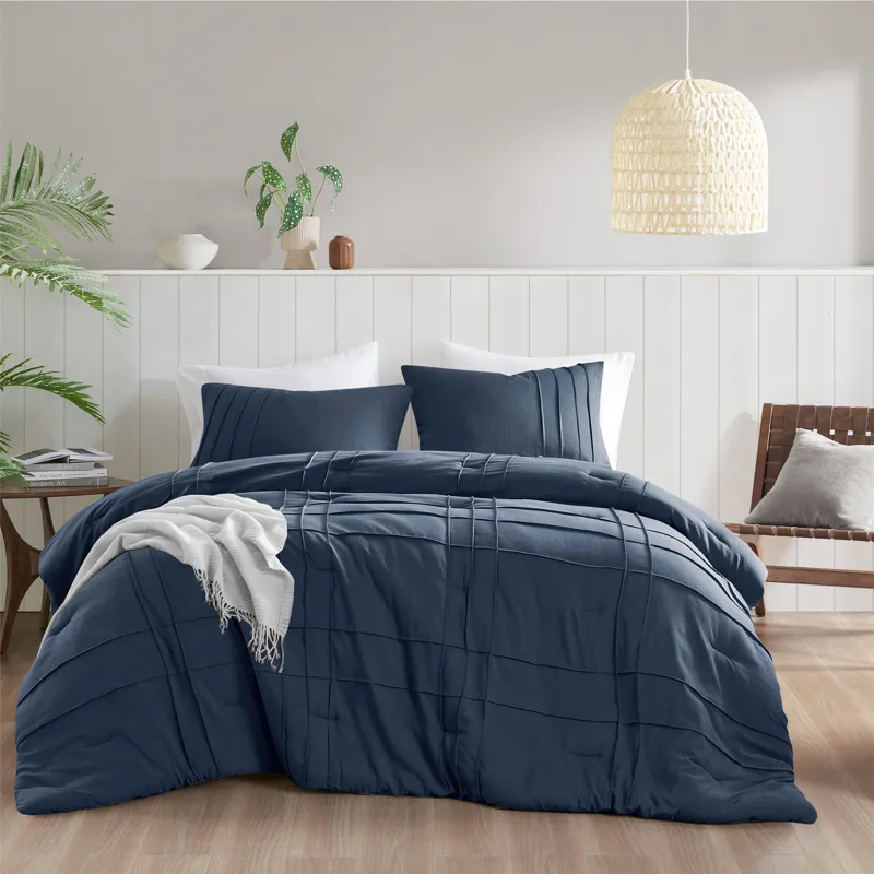 Comfort Spaces Walker Soft Washed Pleated Comforter Set
