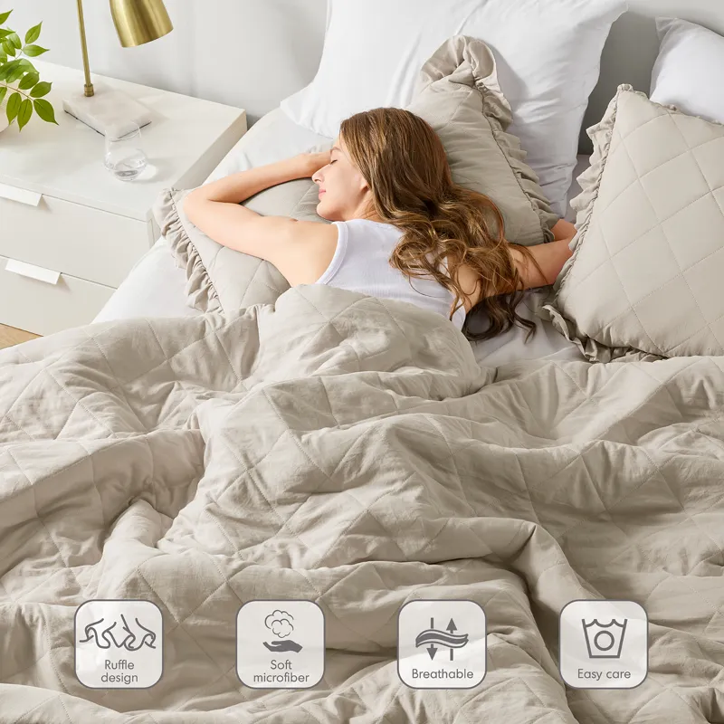Comfort Spaces Hannah Diamond Quilted Ruffle Edge Comforter Set