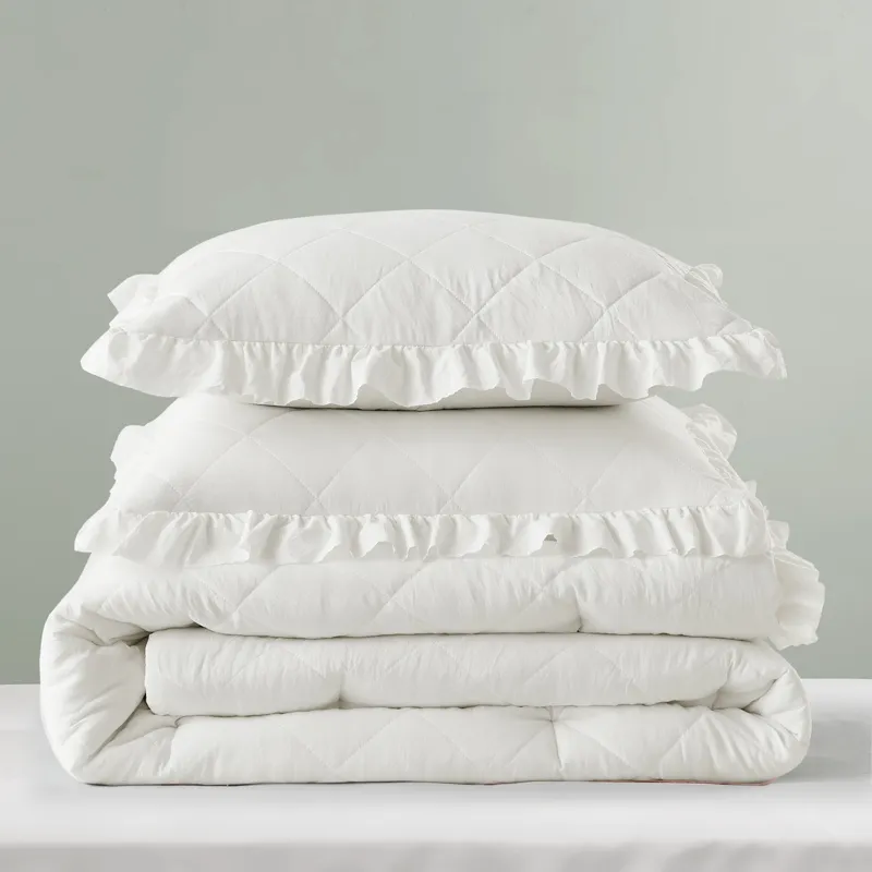 Comfort Spaces Hannah Diamond Quilted Ruffle Edge Comforter Set