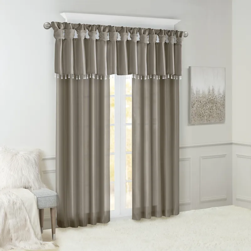 Madison Park Emilia Lightweight Faux Silk Valance With Beads