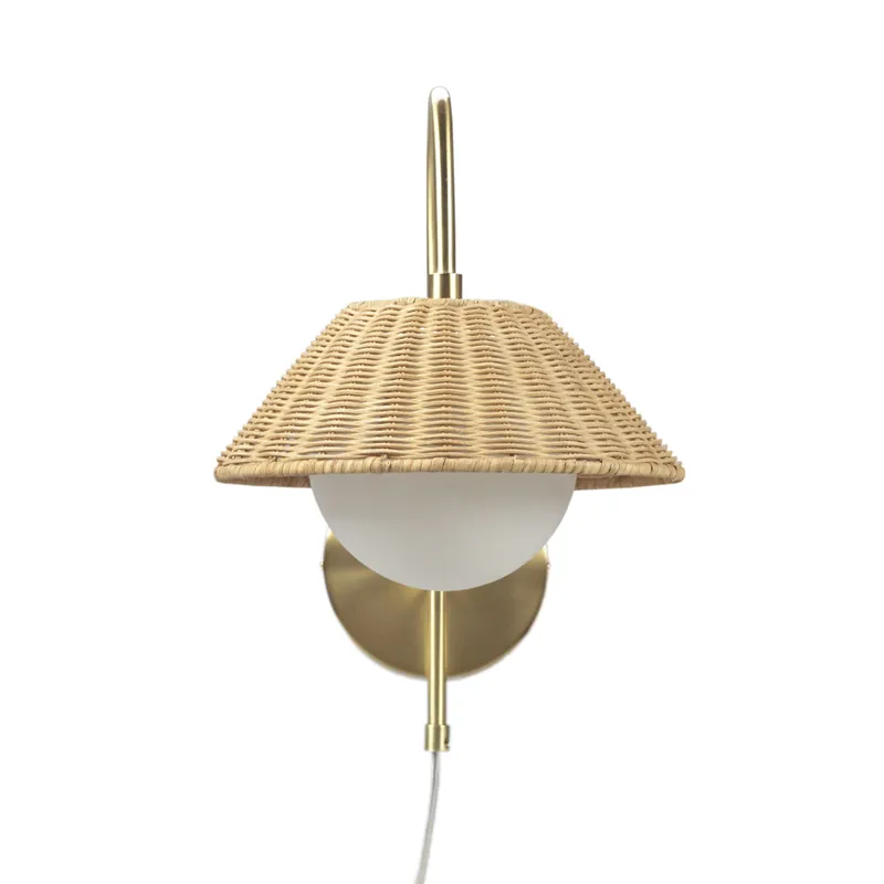 Laguna Rattan Weave Shade Wall Sconce - Gold