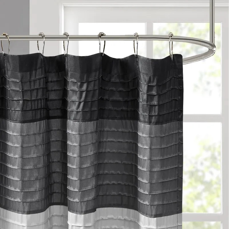 Amherst Faux Silk Shower Curtain - Black