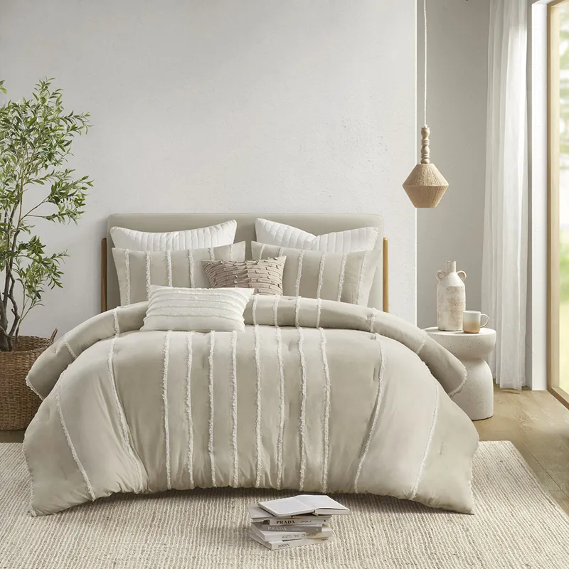 INK+IVY Shay 3 Piece Striped Cotton Comforter Set