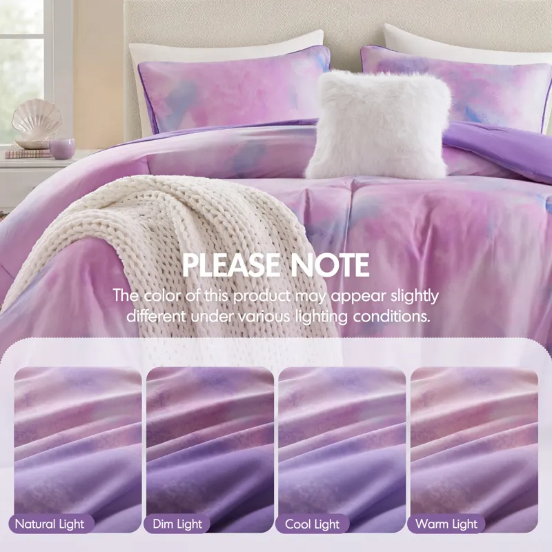 Intelligent Design Cassiopeia Watercolor Tie Dye Printed Comforter Set with Throw Pillow