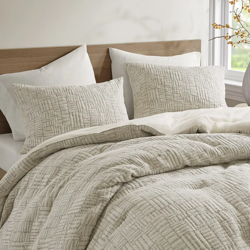 Harper Full/Queen Oversized Cotton Matelasse Comforter Set - Natural