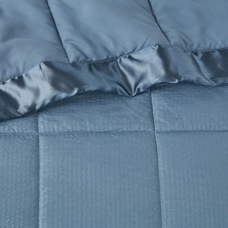 Cambria King Oversized Down Alternative Blanket with Satin Trim - Slate Blue