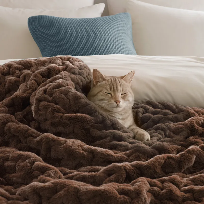 Madison Park Ruched Fur Throw