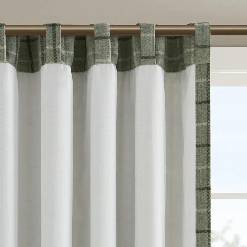 Anaheim Plaid Rod Pocket and Back Tab Curtain Panel with Fleece Lining - Green