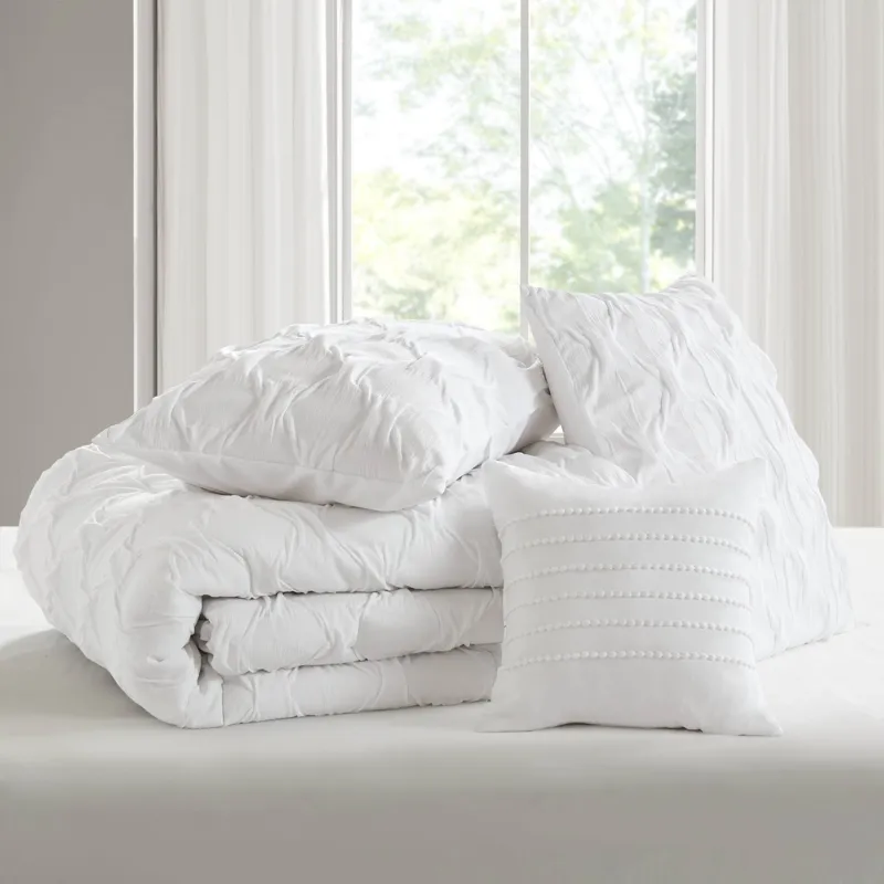 Comfort Spaces Bailey Diamond Pintuck Pleated Woven Comforter Set
