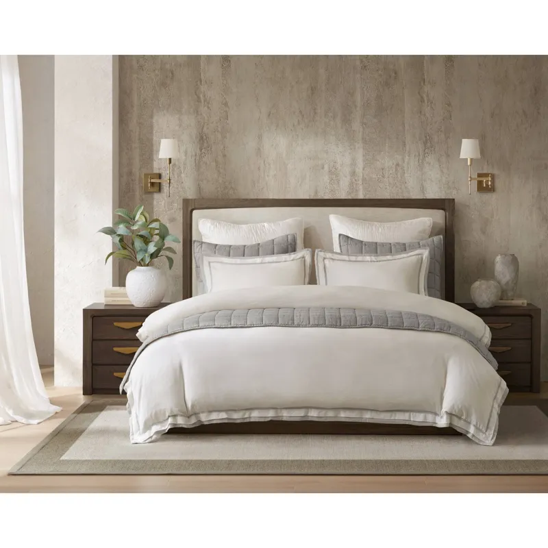 Harbor House Linen Blend Double Flange Duvet Cover Set