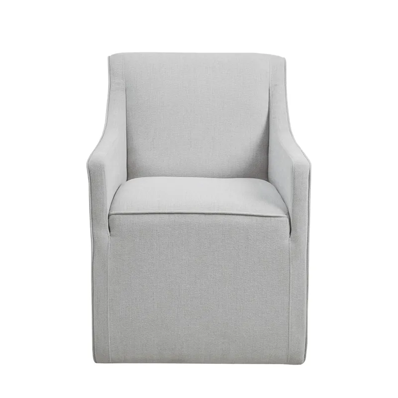 Charlotte Upholstered Dining Arm Chair with Hidden Casters - Grey