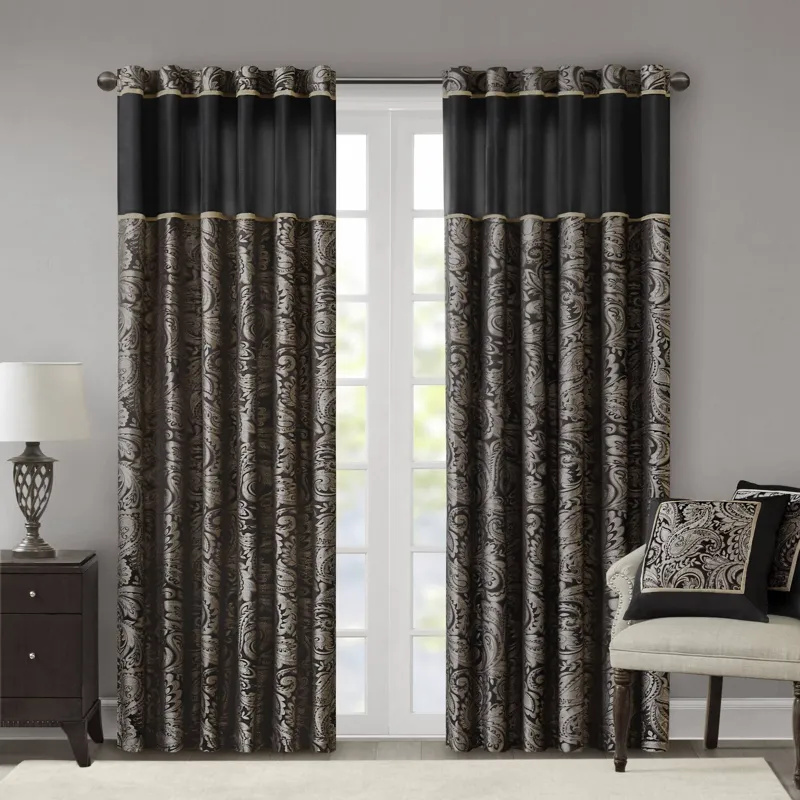 Madison Park Aubrey Jacquard Curtain Panel Pair