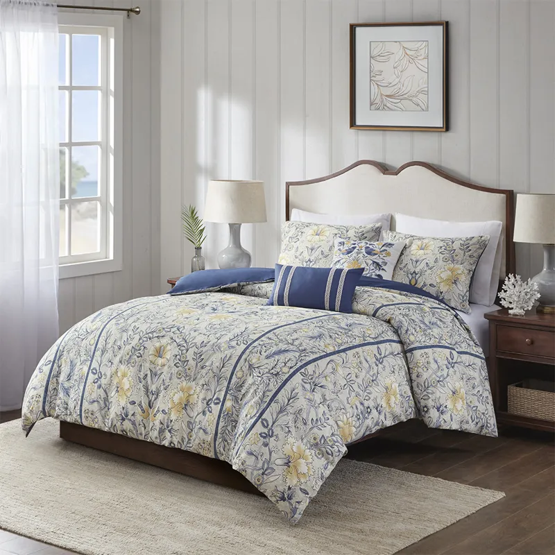 Harbor House Blue Livia 5 Piece Cotton Duvet Cover Set