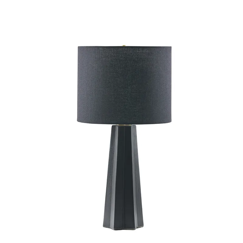 Athena Geometric Ceramic Table Lamp - Black