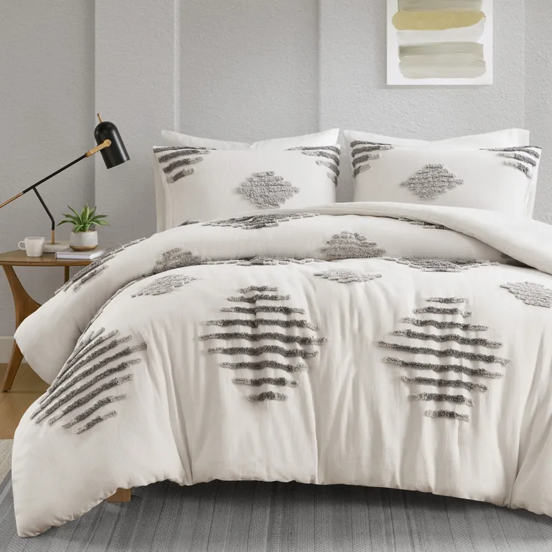 INK+IVY Tahli 3 Piece Cotton Blend Chenille Duvet Cover Set