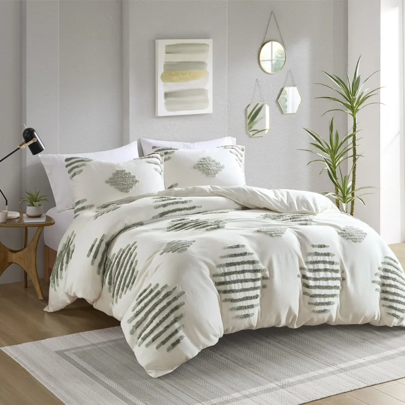 INK+IVY Tahli 3 Piece Cotton Blend Chenille Duvet Cover Set