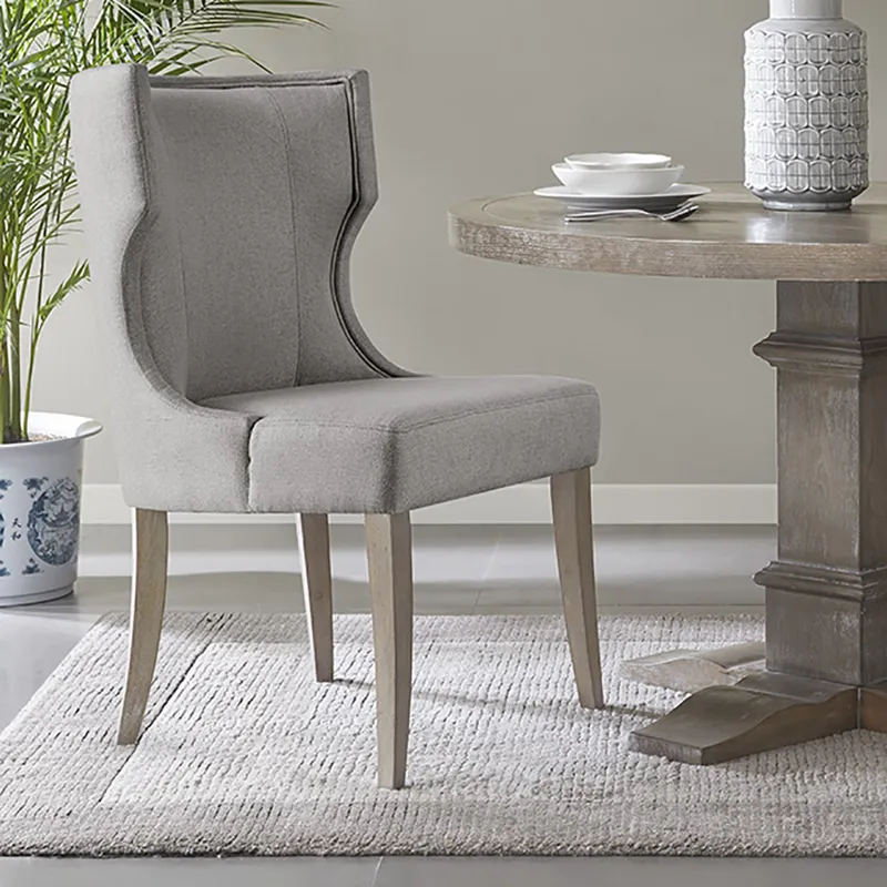 Carson Upholstered Wingback Dining Chair - Light Grey