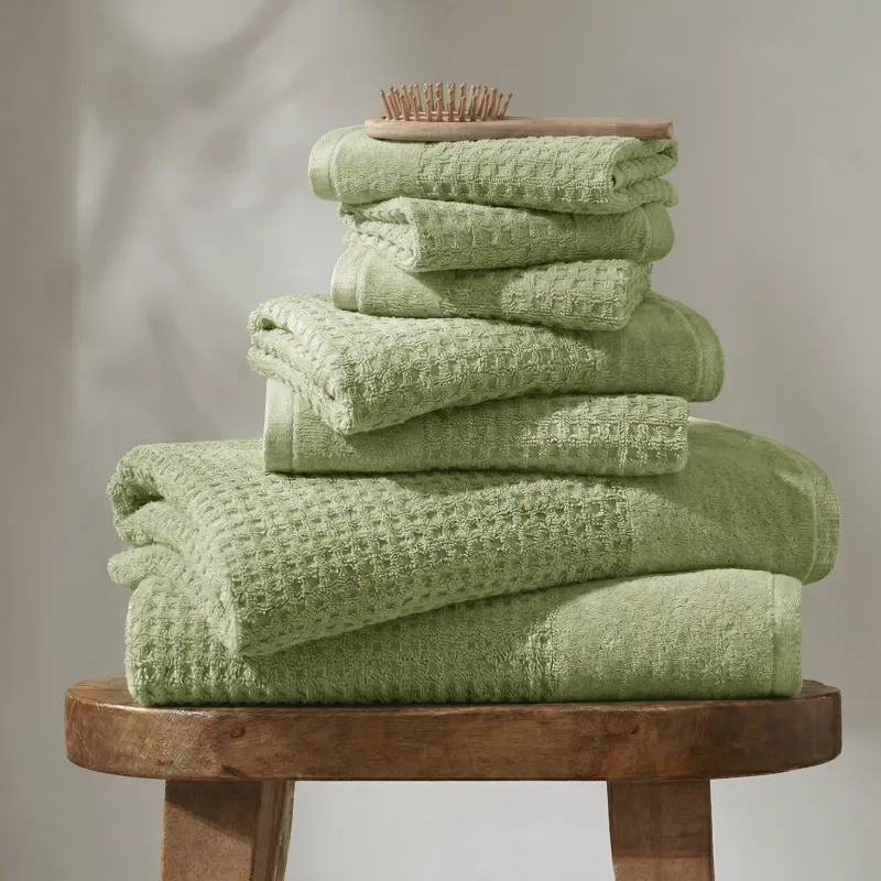 Madison Park Spa Waffle Cotton Jacquard Bath Towel 6 Piece Set