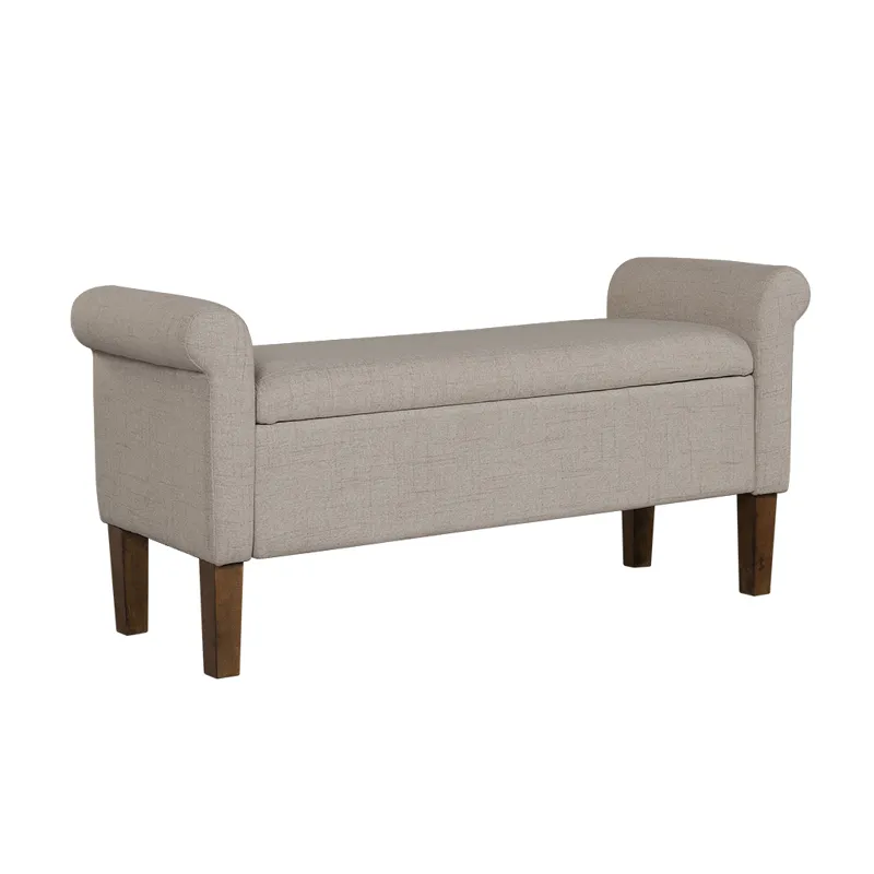 Aubrey Upholstered Storage Bench - Cream
