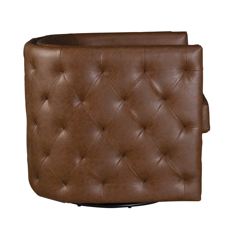 Capstone Tufted Barrel Swivel Chair - Brown