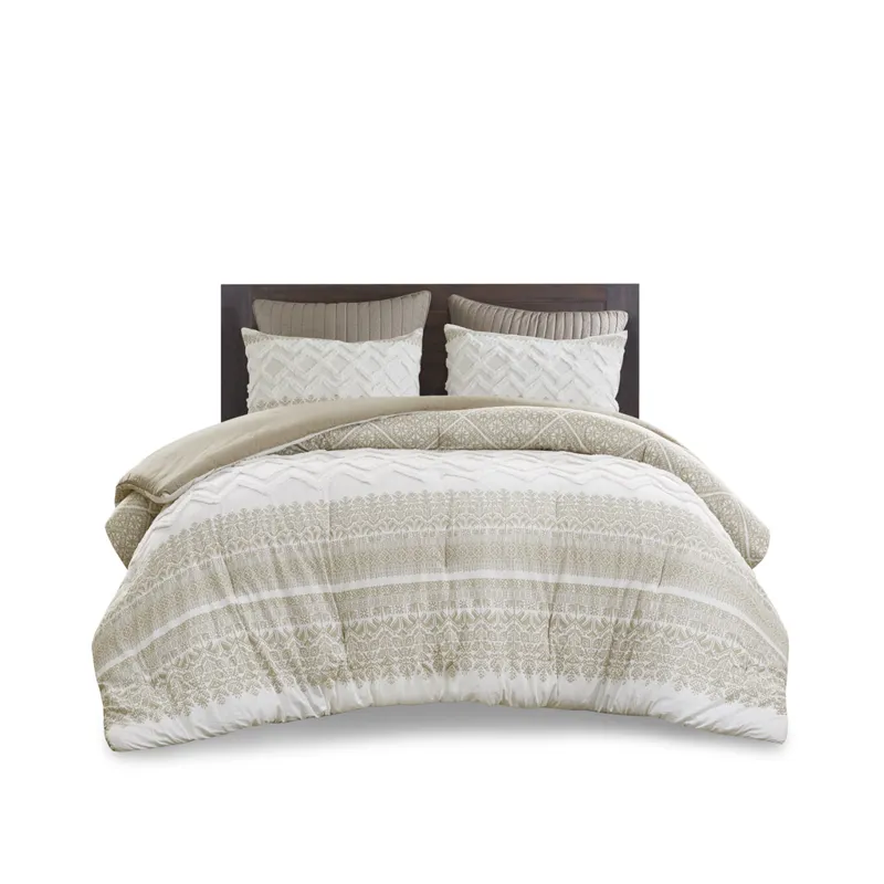 INK+IVY Mila 3 Piece Cotton Comforter Set with Chenille Tufting