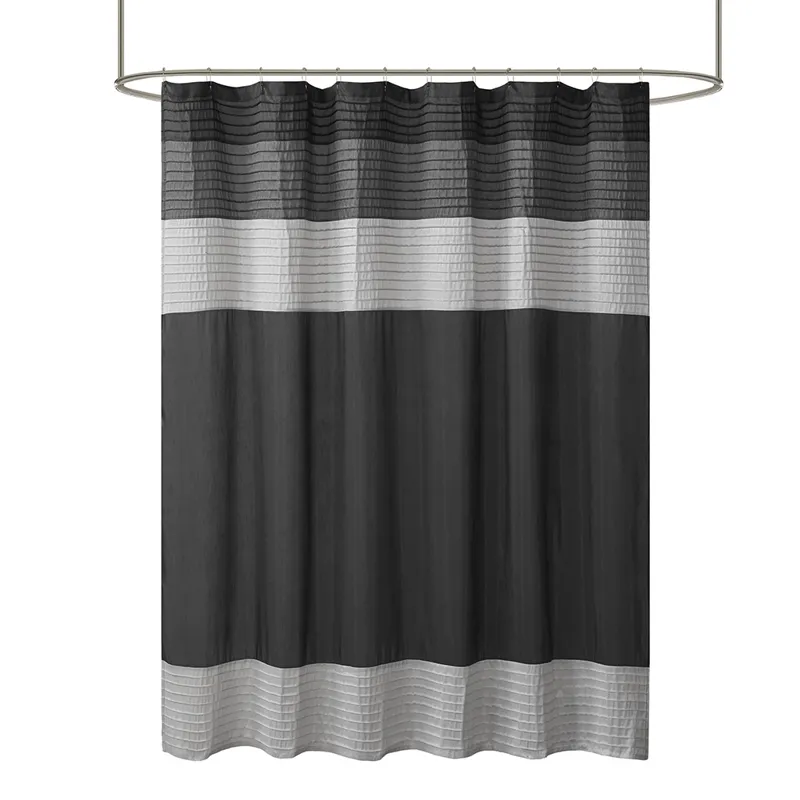 Amherst Faux Silk Shower Curtain - Black