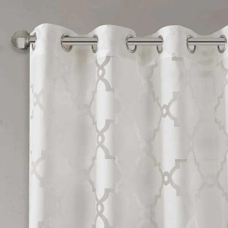 Madison Park Eden Fretwork Burnout Sheer Curtain Panel