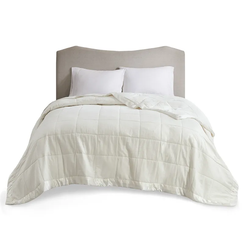 Cambria King Oversized Down Alternative Blanket with Satin Trim - Ivory