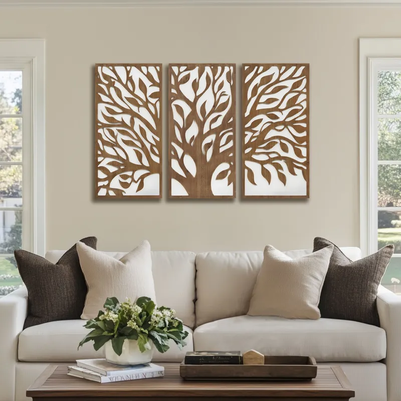 Madison Park Birch Botanical Two-tone Wood Panel Wall Décor Set