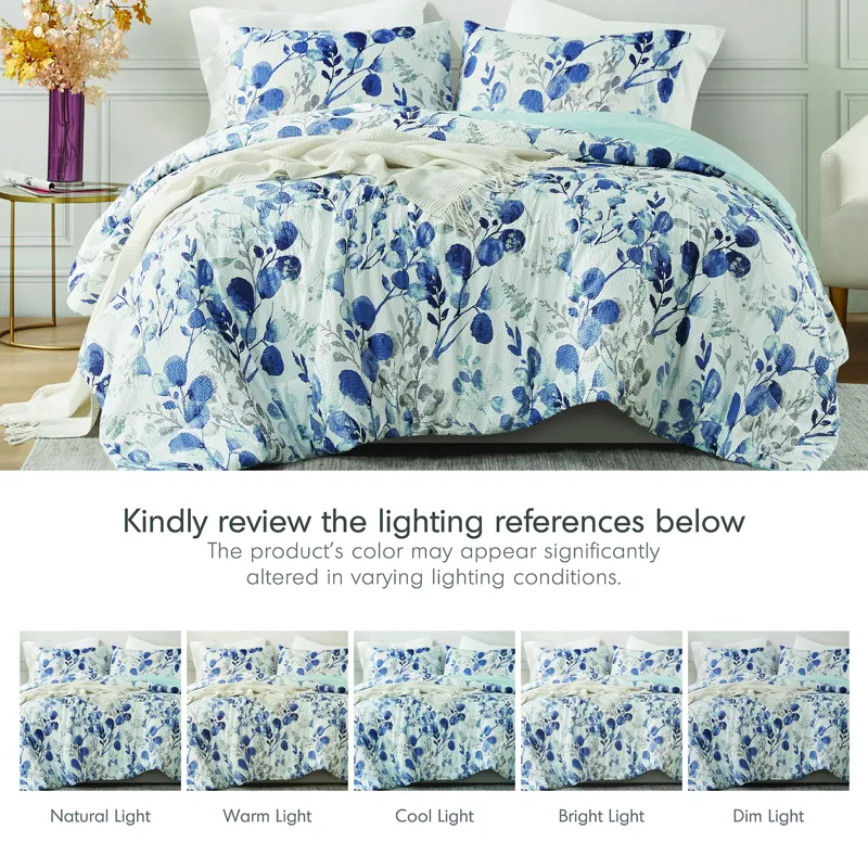 Super Listing Gabby Reversible Floral Botanical Seersucker Comforter Set