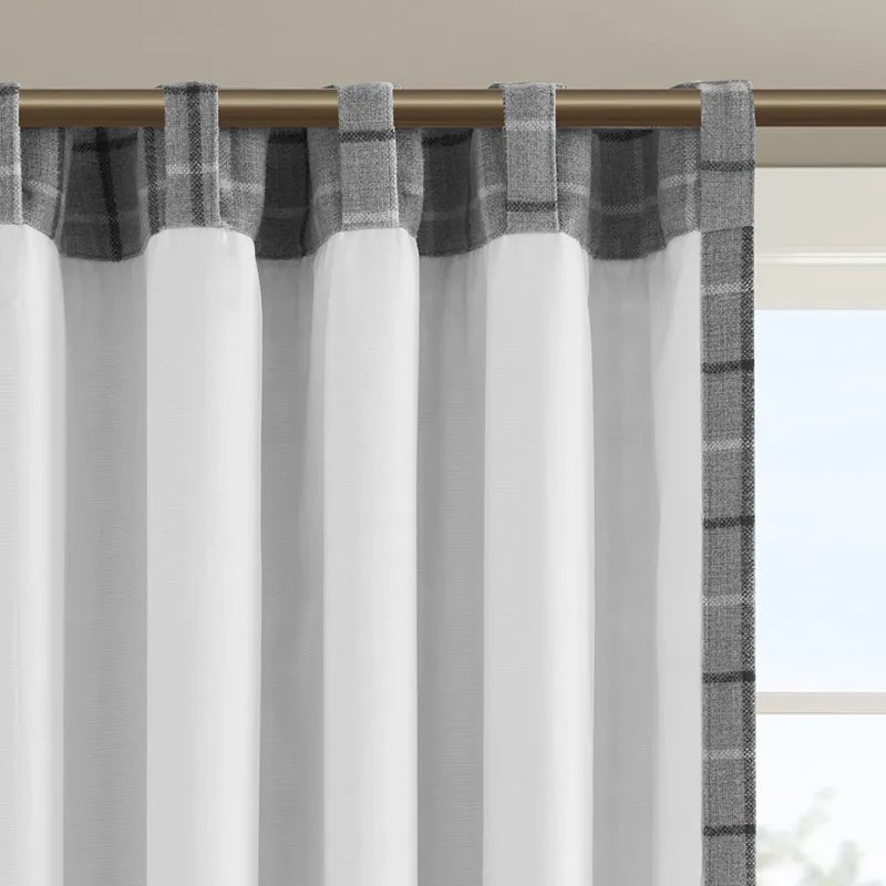 Anaheim Plaid Rod Pocket and Back Tab Curtain Panel with Fleece Lining - Grey