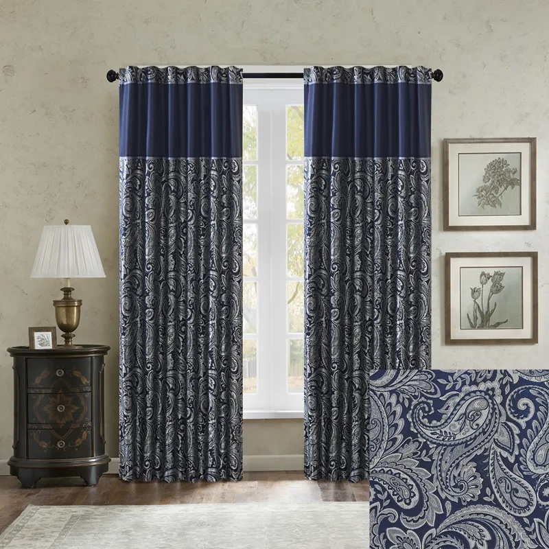 Madison Park Aubrey Jacquard Curtain Panel Pair