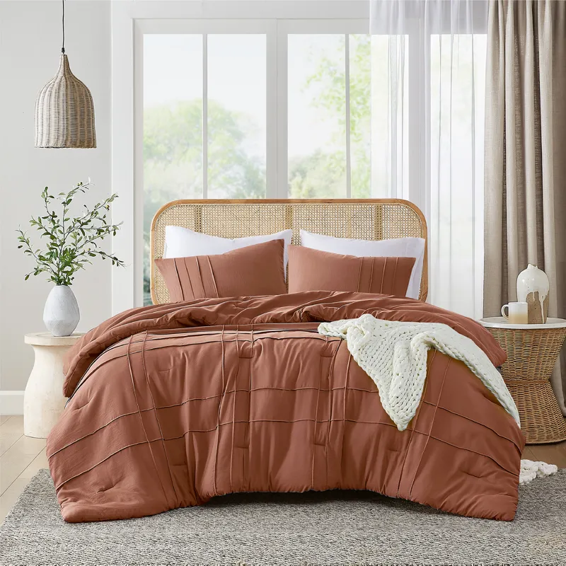 Comfort Spaces Walker Soft Washed Pleated Comforter Set