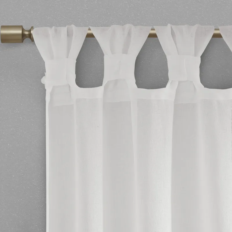 Madison Park Rosette Floral Embellished Cuff Tab Top Solid Curtain Panel