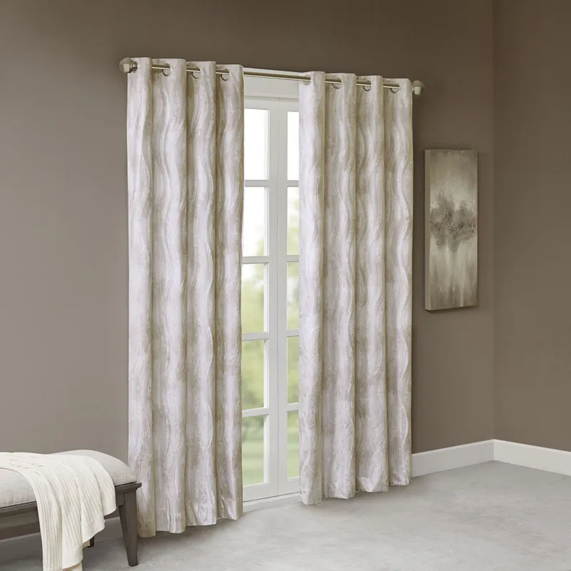 SunSmart Victorio Printed Jacquard Grommet Top Total Blackout Curtain Panel