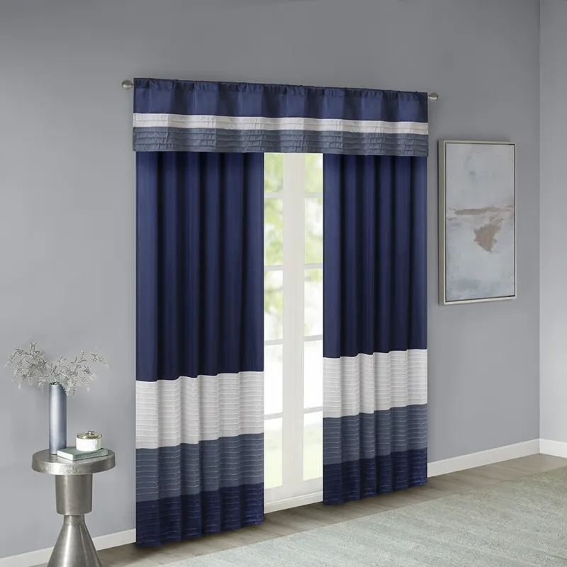 Amherst Polyoni Pintuck Curtain Panel - Navy