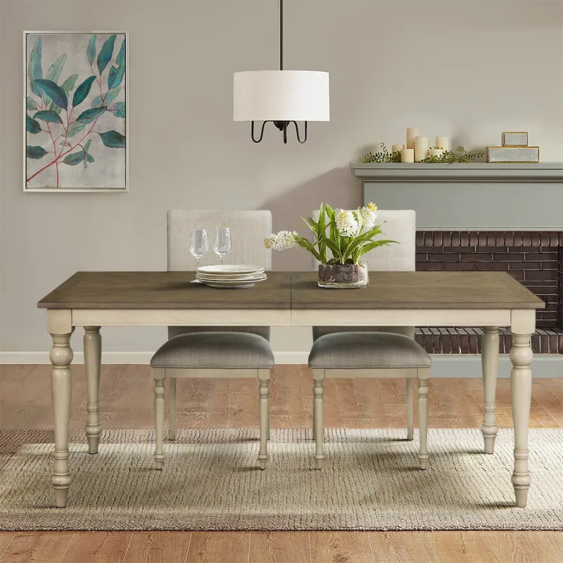Fiona Dining Set - Brown/Distressed White