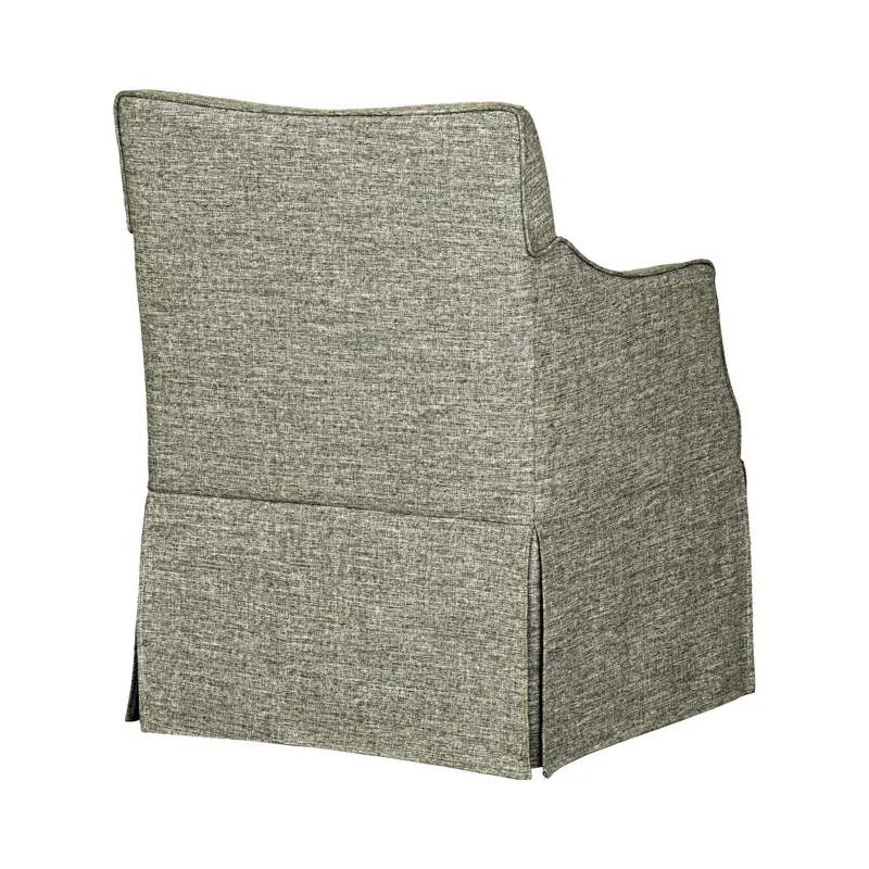 London Upholstered Skirted Dining Arm Chair with Hidden Casters - Grey