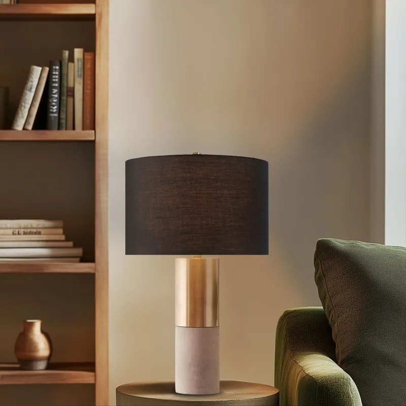 Fulton Fulton Metal and Concrete Table Lamp - Gold/Grey/Black