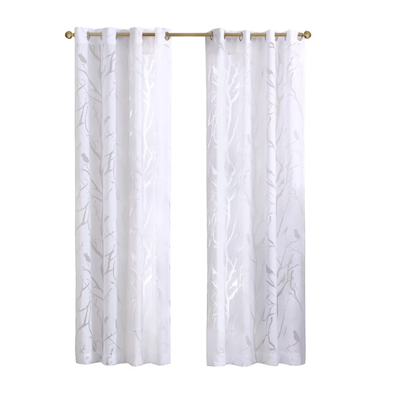 Madison Park Averil Grommet Top Sheer Bird on Branches Burnout Window Curtain